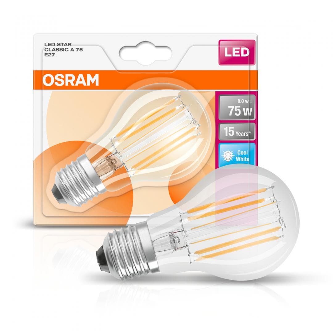 BEC LED Osram, soclu E27, putere 7.5W, forma clasic, lumina alb rece, alimentare 220 - 240 V, "000004058075817432"