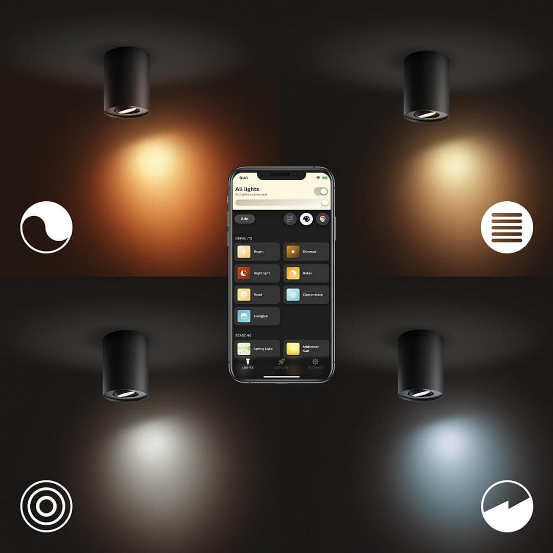PLAFONIERA smart PHILIPS, LED, soclu GU10, putere 5 W, tip lumina alb, 350 lumeni, alimentare 220 - 230 V, "000008718696175514" — miniatură