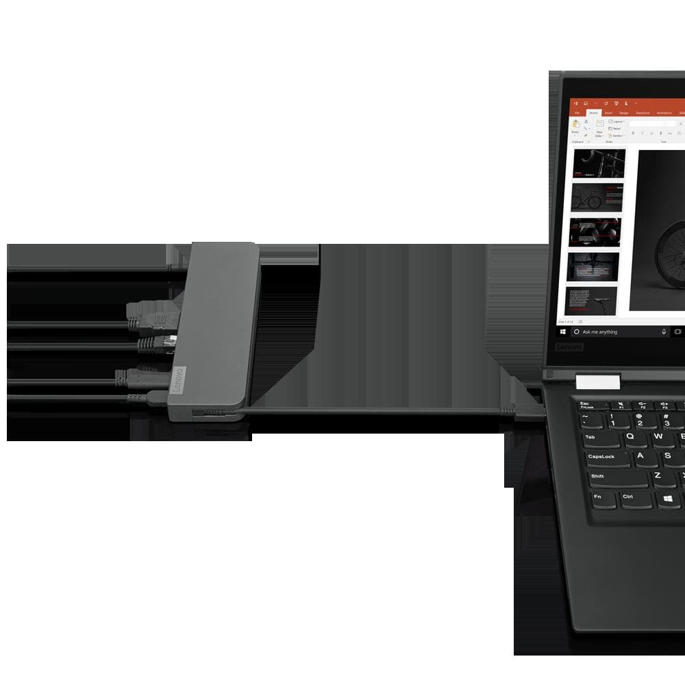DOCKING Station LENOVO compatibil universal, conectare PC USB Type C, USB 3.0 x 3, USB Type C x 1, porturi video VGA x 1, HDMI x 1, RJ-45, negru, "40AU0065EU" — miniatură