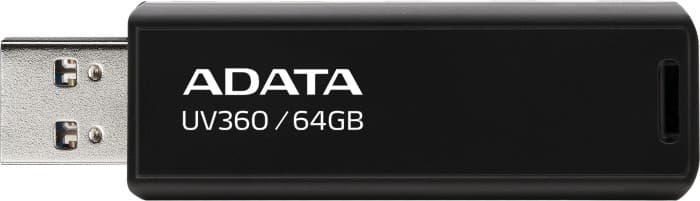 MEMORIE USB 3.2 ADATA 64 GB, retractabila, carcasa metalica, negru, "AUV360-64G-RBK"