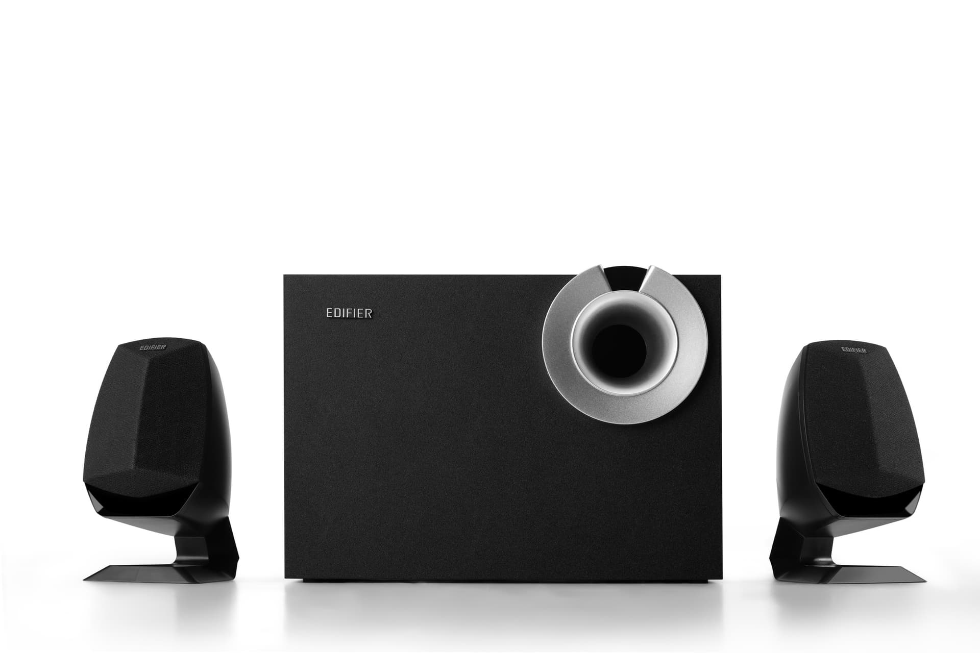 BOXE EDIFIER 2.1, RMS: 34W (2 x 8W, 1 x 18W), bluetooth, volum, bass; raport semnal-zgomot: #25dBA, frecventa raspuns - sateliti: 210Hz - 20kHz, black, "M201BT" — miniatură