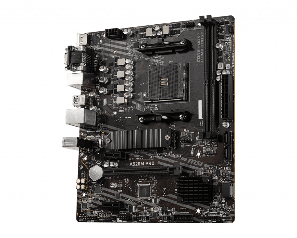 PLACA de BAZA MSI "A520M PRO", skt AM4, mATX, AMD A520, 2 x DDR4, max. 64 GB, 4 x SATA, 1 x M.2, 7.1, "A520M PRO" — miniatură