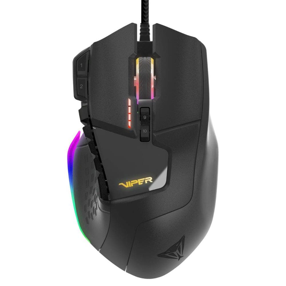 MOUSE Patriot, "Viper V570", gaming, cu fir, USB, laser, 12000 dpi, butoane/scroll 12/1, iluminare, butoane programabile, buton selectare viteza, negru, "PV570LUXWAK"