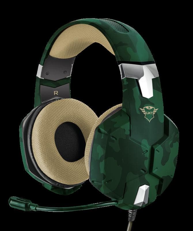 CASTI TRUST, "GXT 322C Carus", cu fir, gaming, utilizare multimedia, microfon pe brat, conectare prin Jack 3.5 mm x 2, verde, "TR-20865" — miniatură