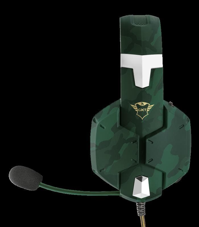 CASTI TRUST, "GXT 322C Carus", cu fir, gaming, utilizare multimedia, microfon pe brat, conectare prin Jack 3.5 mm x 2, verde, "TR-20865" — miniatură