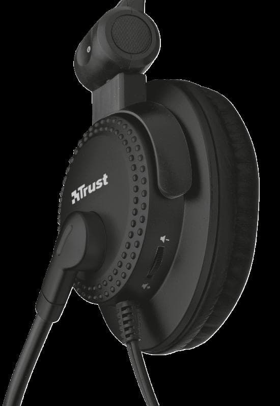 CASTI TRUST, "Como", cu fir, standard, utilizare multimedia, microfon pe brat, conectare prin Jack 3.5 mm, negru, "TR-21658" — miniatură