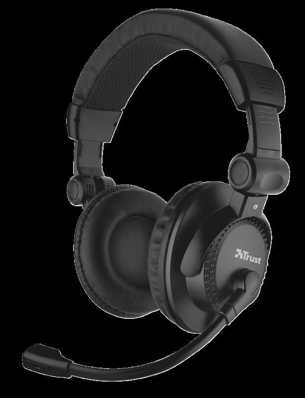 CASTI TRUST, "Como", cu fir, standard, utilizare multimedia, microfon pe brat, conectare prin Jack 3.5 mm, negru, "TR-21658" — miniatură