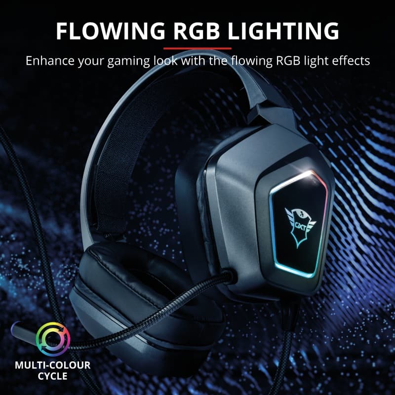 CASTI TRUST, "GXT 450 Blizz", cu fir, gaming, utilizare multimedia, microfon pe brat, conectare prin USB 2.0, negru, "TR-23191" — miniatură