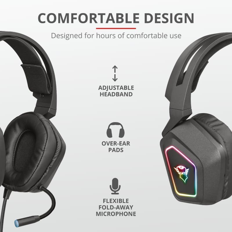 CASTI TRUST, "GXT 450 Blizz", cu fir, gaming, utilizare multimedia, microfon pe brat, conectare prin USB 2.0, negru, "TR-23191" — miniatură