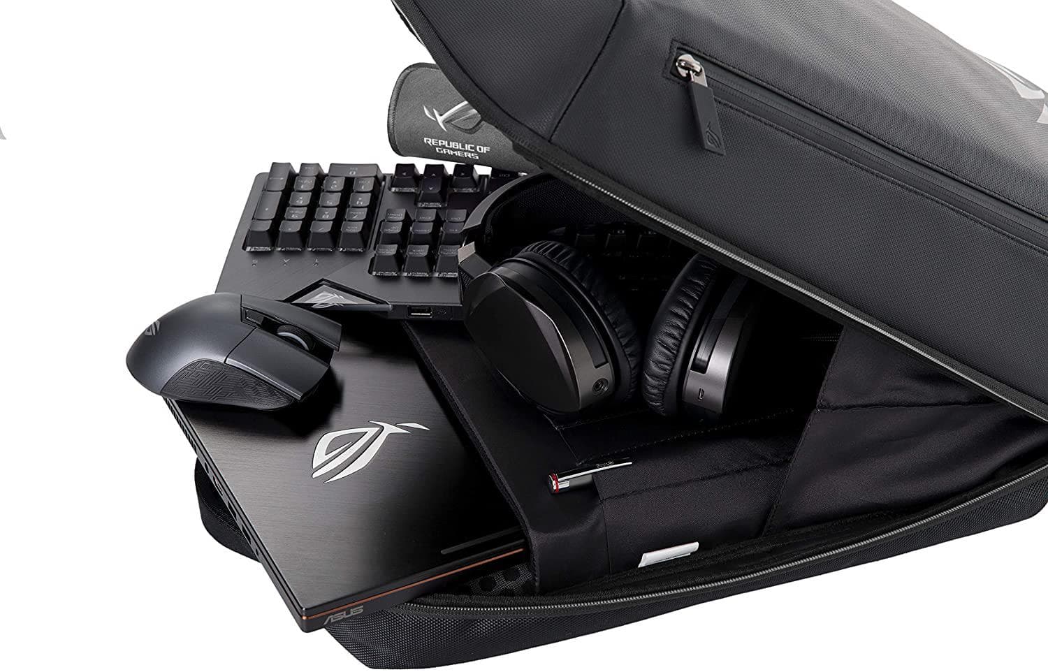 RUCSAC ASUS, pt. notebook de max. 15.6 inch, 1 compartiment, buzunar frontal, buzunar dorsal, waterproof, poliester, negru, "90XB0500-BBP000" — miniatură