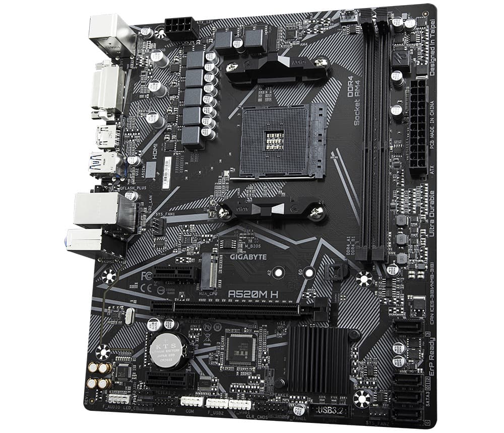 PLACA de BAZA Gigabyte "A520M H", skt AM4, mATX, AMD A520, 2 x DDR4, max. 64 GB, 4 x SATA, 1 x M.2, 7.1, "A520M H" — miniatură