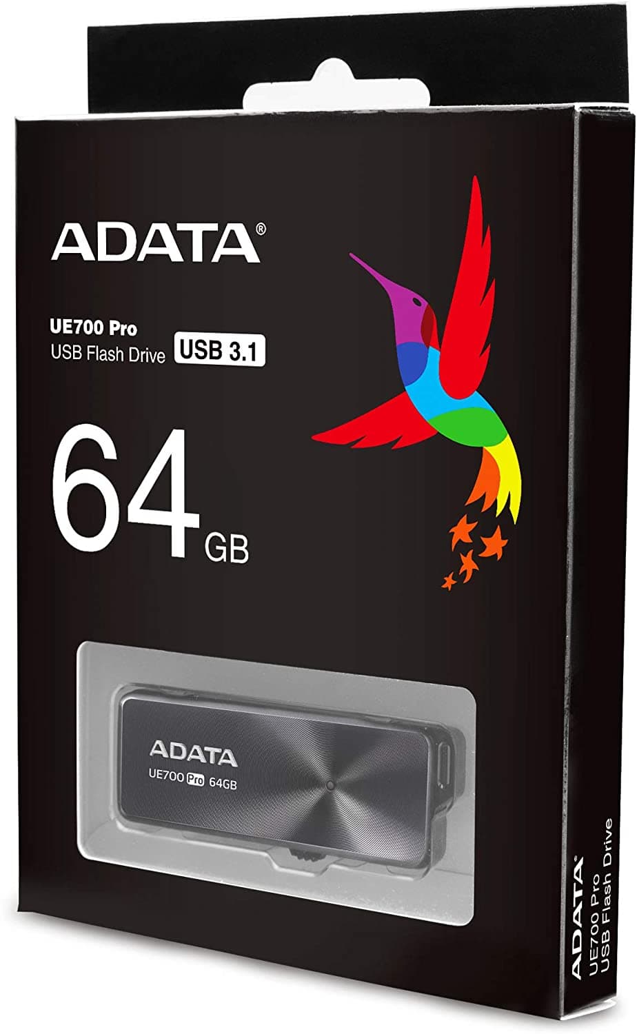 MEMORIE USB 3.2 ADATA 64 GB, retractabila, carcasa aluminiu, negru, "AUE700PRO-64G-CBK" — miniatură