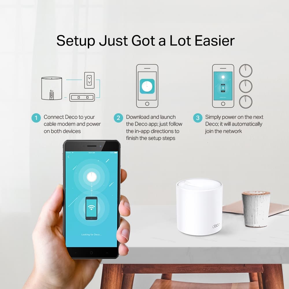 MESH TP-LINK, wireless, router AX1800, pt interior, 1800 Mbps, port LAN, WAN, 2.4 GHz | 5 GHz, antena interna x 4, standard 802.11ax, "Deco X20(2-pack)" — miniatură