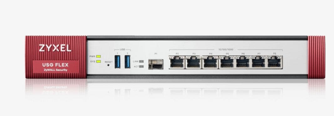 FIREWALL ZYXEL USGFLEX500, 7x LAN/DMZ, 1x SFP, 810 Mbps, IKEv2, IPSec, SSL, L2TP/IPSec, fanless, "USGFLEX500-EU0102F"