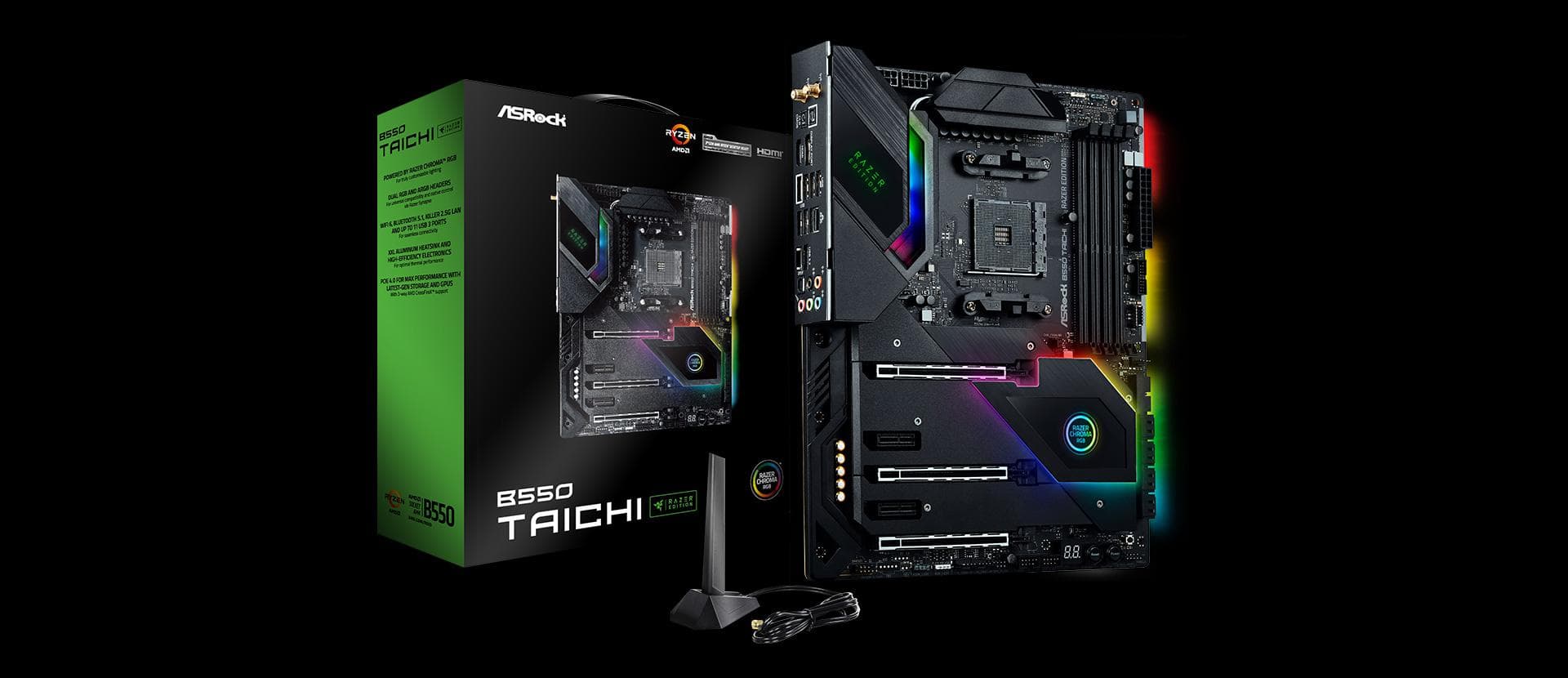 PLACA de BAZA Asrock "B550 TAICHI RAZER", skt AM4, ATX, AMD B550, 4 x DDR4, max. 128 GB, 8 x SATA, 2 x M.2, 7.1, "B550 TAICHI RAZER"