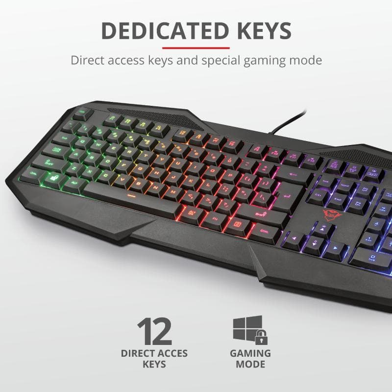 TASTATURA TRUST, "XT 830-RW Avonn", cu fir, 104 taste format standard (104-108 taste), USB, negru, "TR-21621" — miniatură