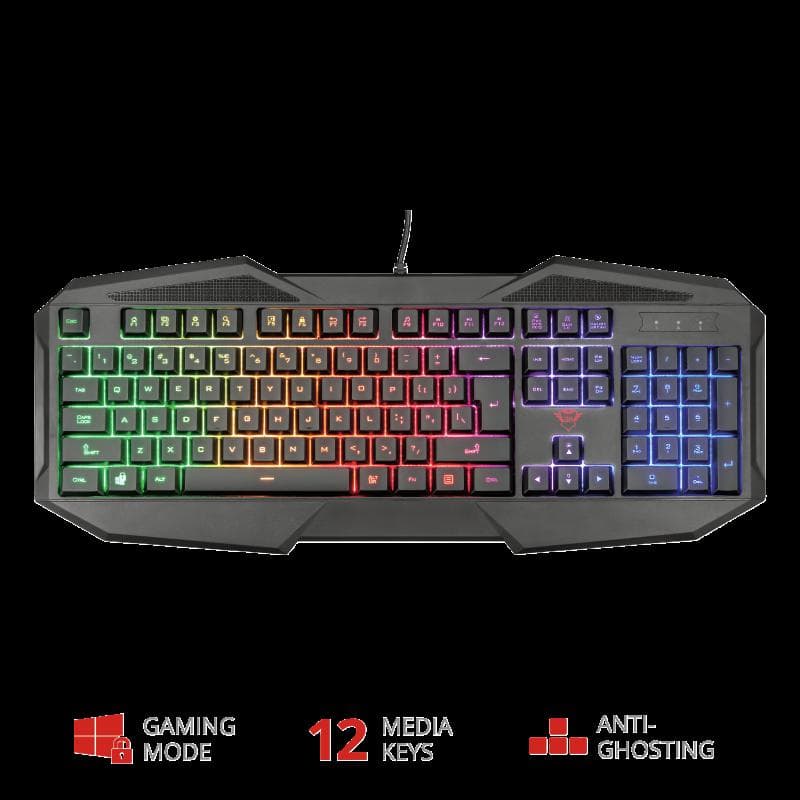 TASTATURA TRUST, "XT 830-RW Avonn", cu fir, 104 taste format standard (104-108 taste), USB, negru, "TR-21621" — miniatură