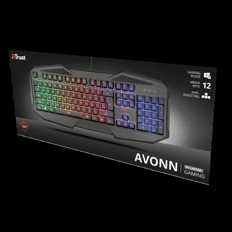 TASTATURA TRUST, "XT 830-RW Avonn", cu fir, 104 taste format standard (104-108 taste), USB, negru, "TR-21621" — miniatură