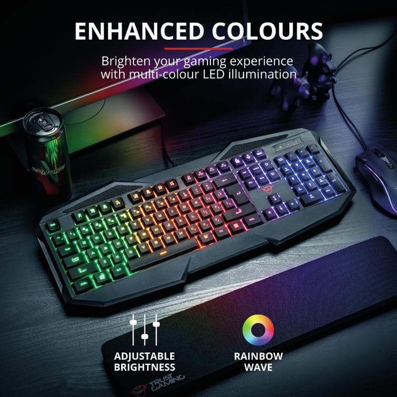 TASTATURA TRUST, "XT 830-RW Avonn", cu fir, 104 taste format standard (104-108 taste), USB, negru, "TR-21621" — miniatură