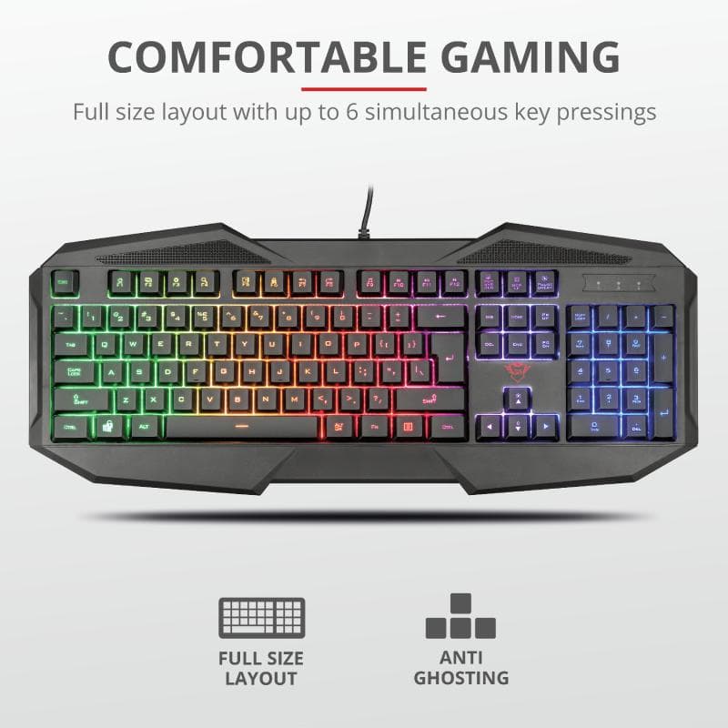 TASTATURA TRUST, "XT 830-RW Avonn", cu fir, 104 taste format standard (104-108 taste), USB, negru, "TR-21621"