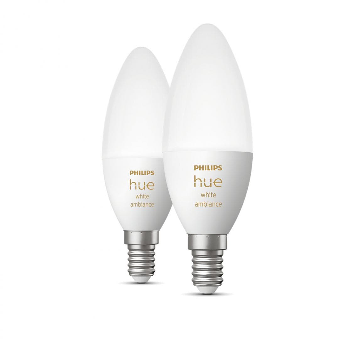 SET 2 becuri smart LED Philips, soclu E14, putere 5.2W, forma lumanare, lumina toate nuantele de alb, alimentare 220 - 240 V, "000008718699726355" — miniatură