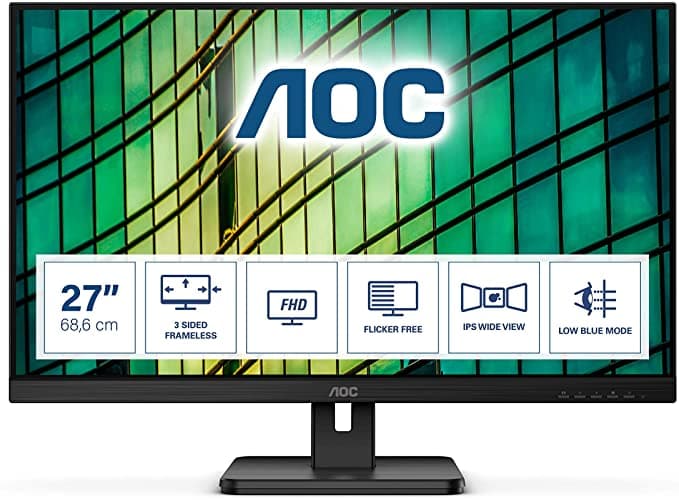 MONITOR AOC 27 inch, Multimedia, IPS, Full HD (1920 x 1080), Wide, 250 cd/mp, 4 ms, HDMI, VGA, DisplayPort, 45507108 "27E2QAE"