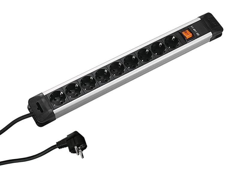 PRELUNGITOR Bachmann, Schuko x 9, conectare prin Schuko (T), cablu 2 m, protectie copii, negru | argintiu, "330.102"