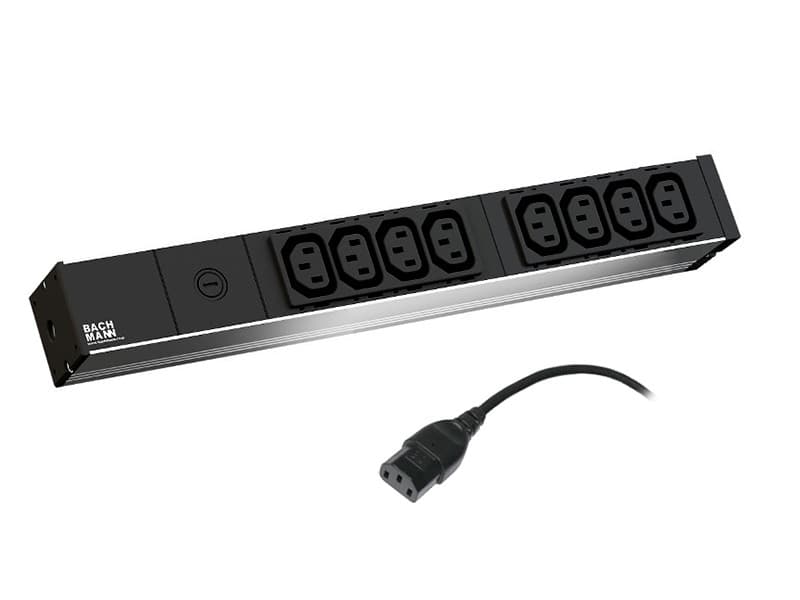 PDU BACHMANN, 1U pt. rack 19 inch, 8 prize IEC, intrare IEC, max 10 A, cablu 2 m, negru, "333.54"