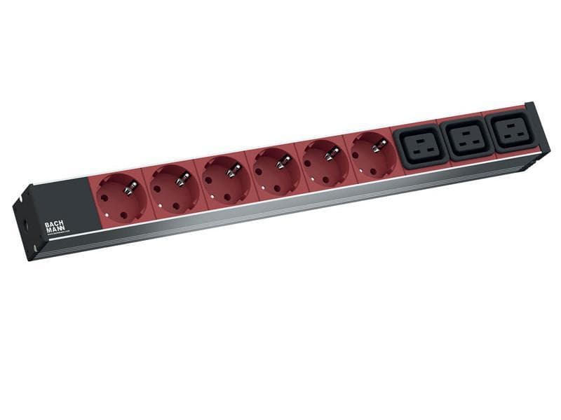 PDU BACHMANN, 1U pt. rack 19 inch, 6 prize IEC | 3 x scoket IEC, intrare IEC, max 16 A, cablu 2 m, gri, "800.2333"