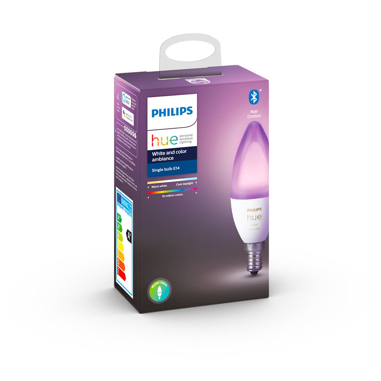 BEC smart LED Philips, soclu E14, putere 5.3W, forma lumanare, lumina multicolora, alimentare 220 - 240 V, "000008718699726317" — miniatură