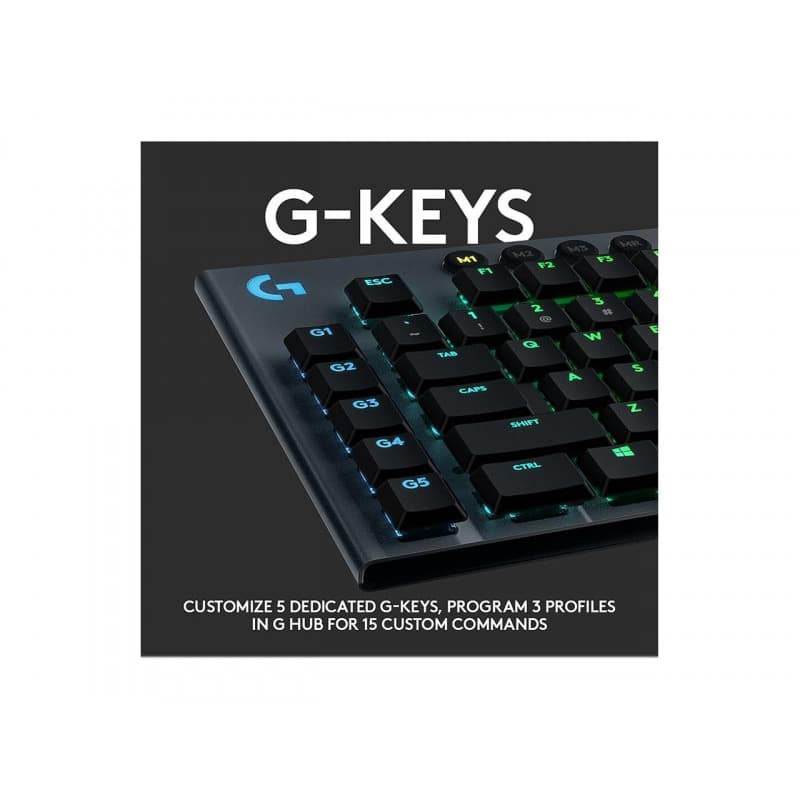 TASTATURA LOGITECH - gaming, "G915", wireless | cu fir, 104 taste format standard (104-108 taste), USB, negru, "920-008962" — miniatură