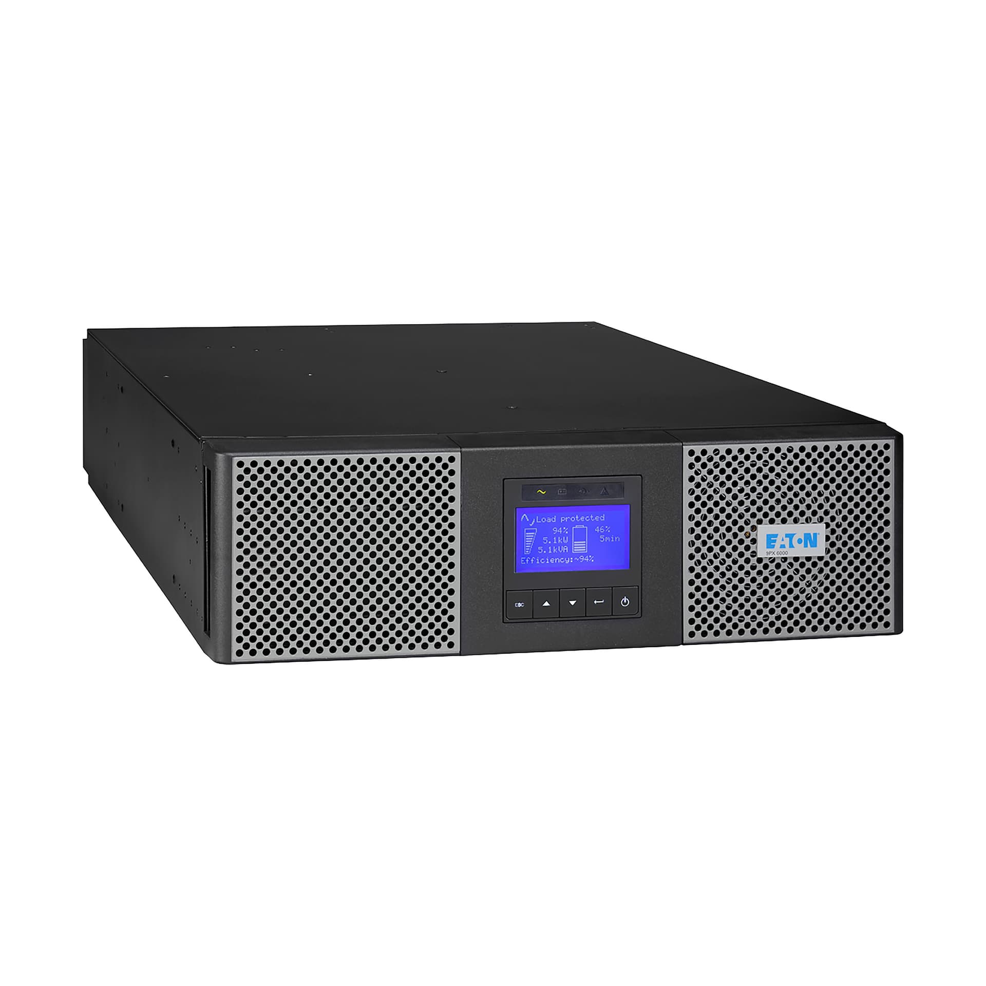 UPS Eaton, Online, Tower/rack, 4500 W, fara AVR, IEC x 3, display LCD, back-up 1 - 10 min. "9PX5KiBP"