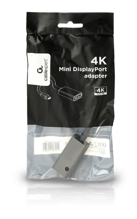ADAPTOR video GEMBIRD, Mini-DisplayPort (T) la DisplayPort (M), rezolutie maxima 4K (3840 x 2160) la 30Hz, black, "A-mDPM-DPF4K-01" — miniatură