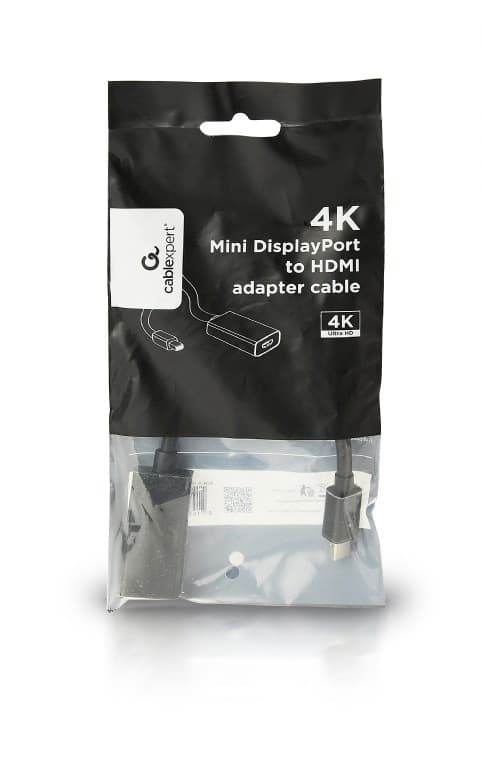 ADAPTOR video GEMBIRD, Mini-DisplayPort (T) la HDMI (M), rezolutie maxima 4K (3840 x 2160) la 30Hz, black, "A-mDPM-HDMIF4K-01" — miniatură