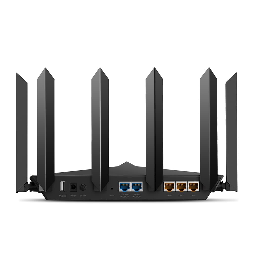ROUTER TP-LINK wireless 6600Mbps,1 x 2.5 Gbps WAN/LAN, 1 x 1 Gbps WAN/LAN, 3 x Gigabit LAN si 2 x USB, 2.4 Ghz/5 Ghz dual band, 8 antene externe, WI-FI 6 "Archer AX90" — miniatură