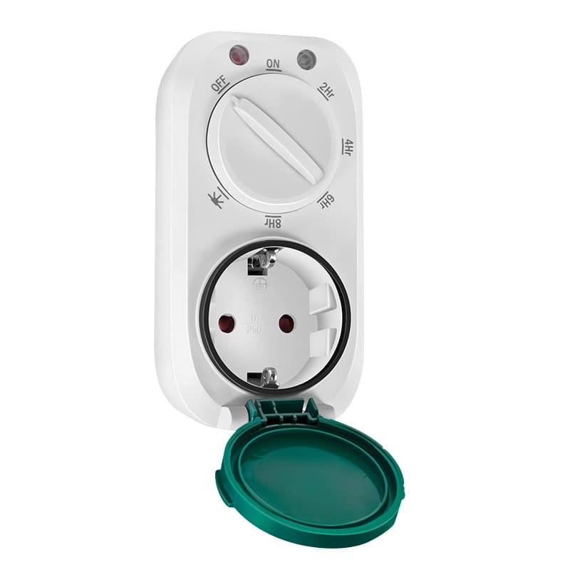 PRIZA inteligenta LOGILINK, Schuko x 1, conectare prin Schuko (T), 16A, comutare mecanica a timpului-7 presetari, protectie stropire cu apa IP44, pentru exterior, alb "ET0013" — miniatură
