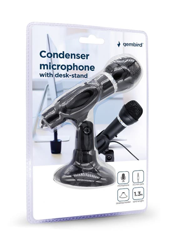 MICROFON GEMBIRD, suport tip "picior", conector Jack 3.5 mm, negru, "MIC-D-04"x — miniatură