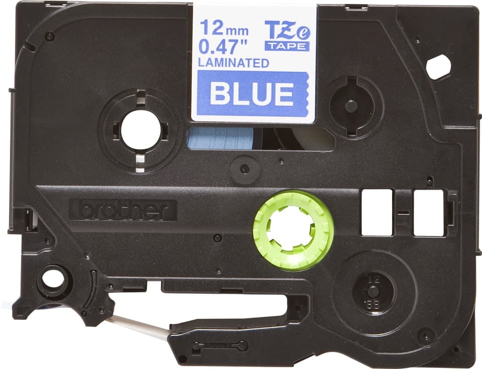 Banda laminata Original Brother White on Blue, TZE535, pentru E105|E110|H100|H101|H105|H110|H111|P300|128|200|1000|1010|1090|1100|1120|1130|1160|1170|1180|1190|1200|1230|1280|1290|6100|7100|ST1150, 12mm, incl.TV 0 RON, "TZE535"