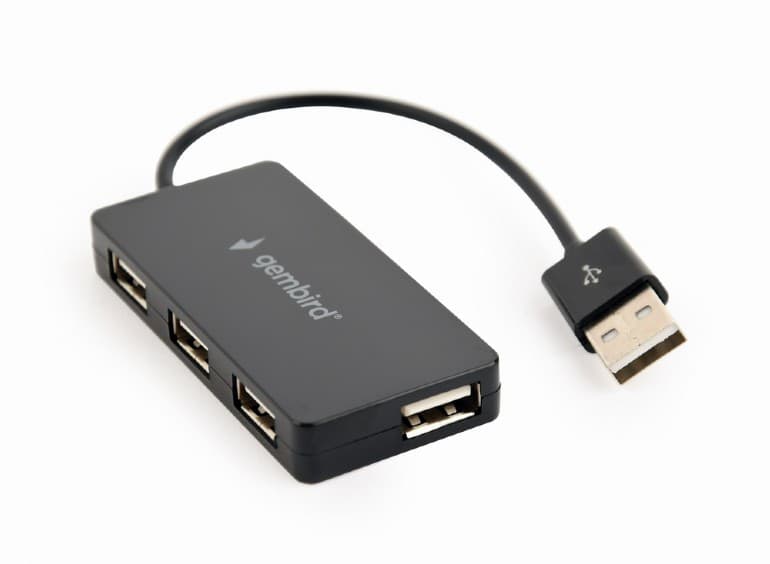 HUB extern GEMBIRD, porturi USB: USB 2.0 x 4, conectare prin USB 2.0, cablu 0.15 m, negru, "UHB-U2P4-04"