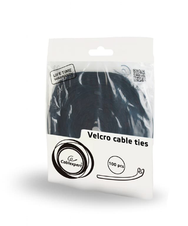 TILE prindere cablu GEMBIRD, 100pcs., 210*12 mm, din Velcro, black, "VT-210x12" — miniatură