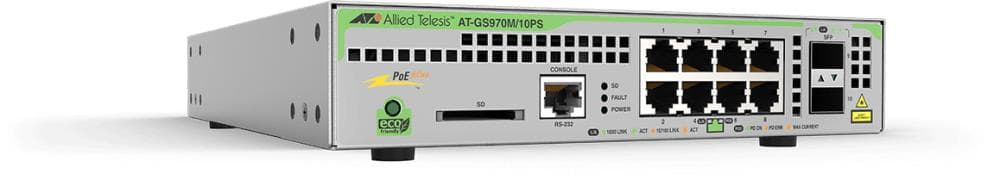 SWITCH. PoE Allied Telesis, port Gigabit x 8, SFP SFP x 2, managed, rackabil, carcasa metalica, "AT-GS970M/10PS-50"