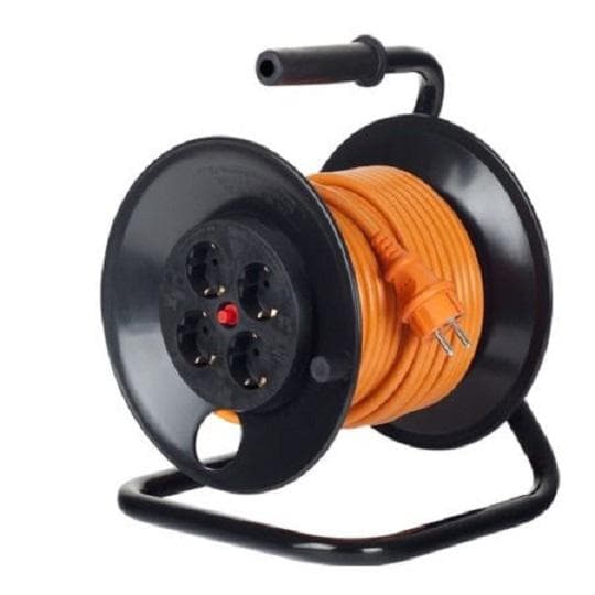 PRELUNGITOR Bachmann, Schuko x 4, conectare prin Schuko (T), cablu 25 m, protectie supratensiune, negru | portocaliu, "B392.225"