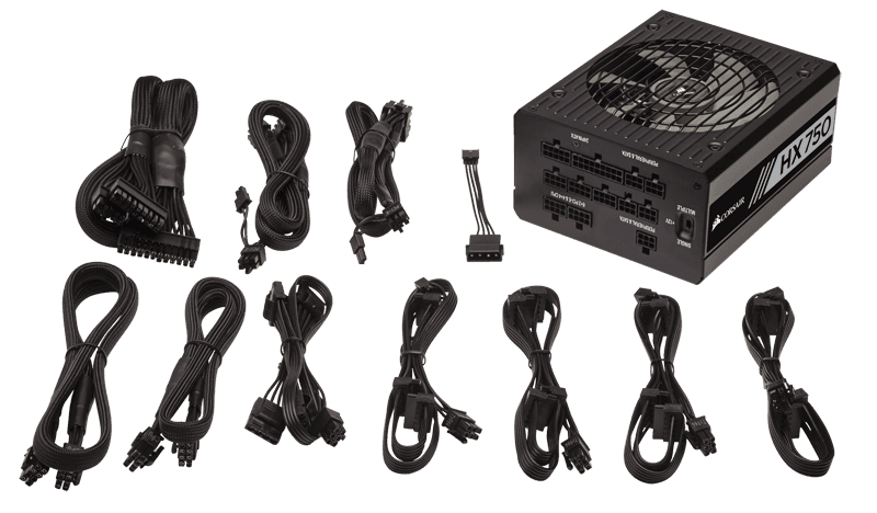 SURSA CORSAIR, 750 W, "HX750", ATX 12V V2.4, fan 135 mmx1, 80 Plus Platinum, MB 20+4 pinx1, CPU 4+4 pinx1, PCI-E 6+2 pinx4, SATAx16, MOLEX 4-pinx4, Floppy 4-pinx1, "CP-9020137" — miniatură