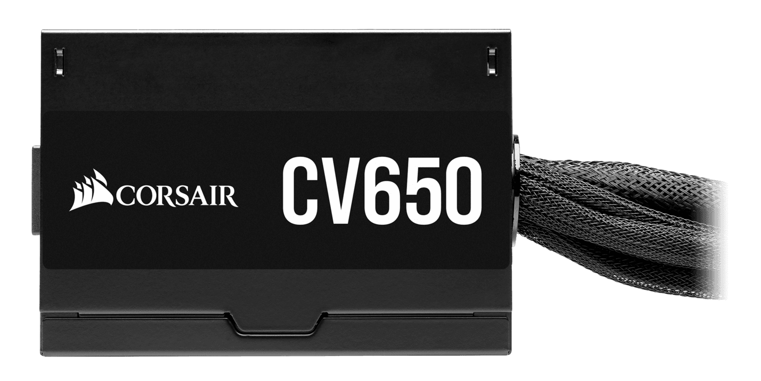 SURSA CORSAIR, 650 W, "CV650", ATX 12V V2.31, fan 120 mm x 1, 80 Plus Bronze, MB 20+4 pin x 1, CPU 4+4 pin x 2, PCI-E 6+2 pin x 2, SATA x 7, MOLEX 4-pin x 2, "CP-9020236-EU" — miniatură