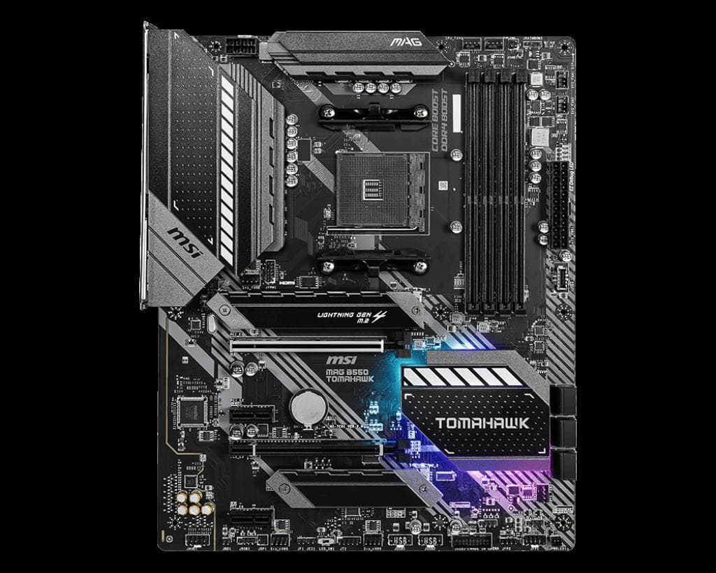 PLACA de BAZA MSI "MAG B550 TOMAHAWK", skt AM4, ATX, AMD B550, 4 x DDR4, max. 128 GB, 6 x SATA, 2 x M.2, 7.1, "MAG B550 TOMAHAWK" — miniatură