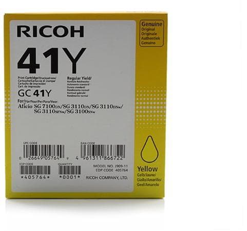 Cartus Cerneala Original RICOH Yellow, GC41Y, pentru SG 3100SNW|SG 3110DN|SG 3110DNW, 2.2K, "405764"