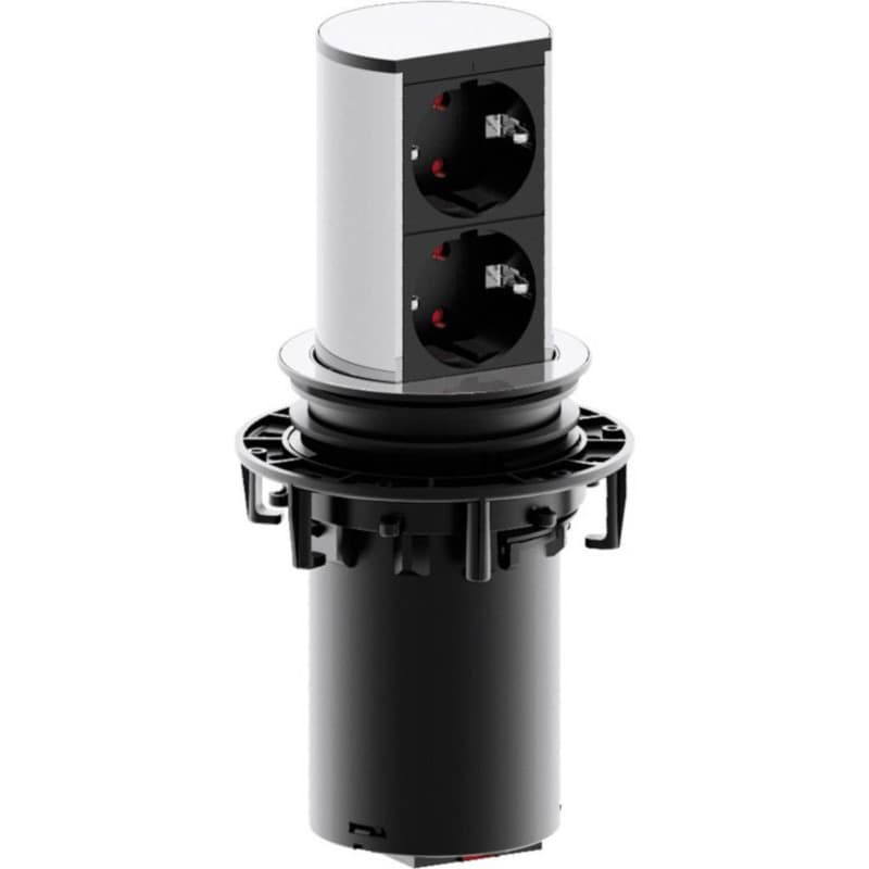 Priza cu protectie ELEVATOR 928.002, Numar iesiri 2, Schuko, 230 V, Lungime cablu 2 m, Impamantare, Negru/Argintiu, Fisa Schuko montabila, "928.002" (include TV 0.8lei)
