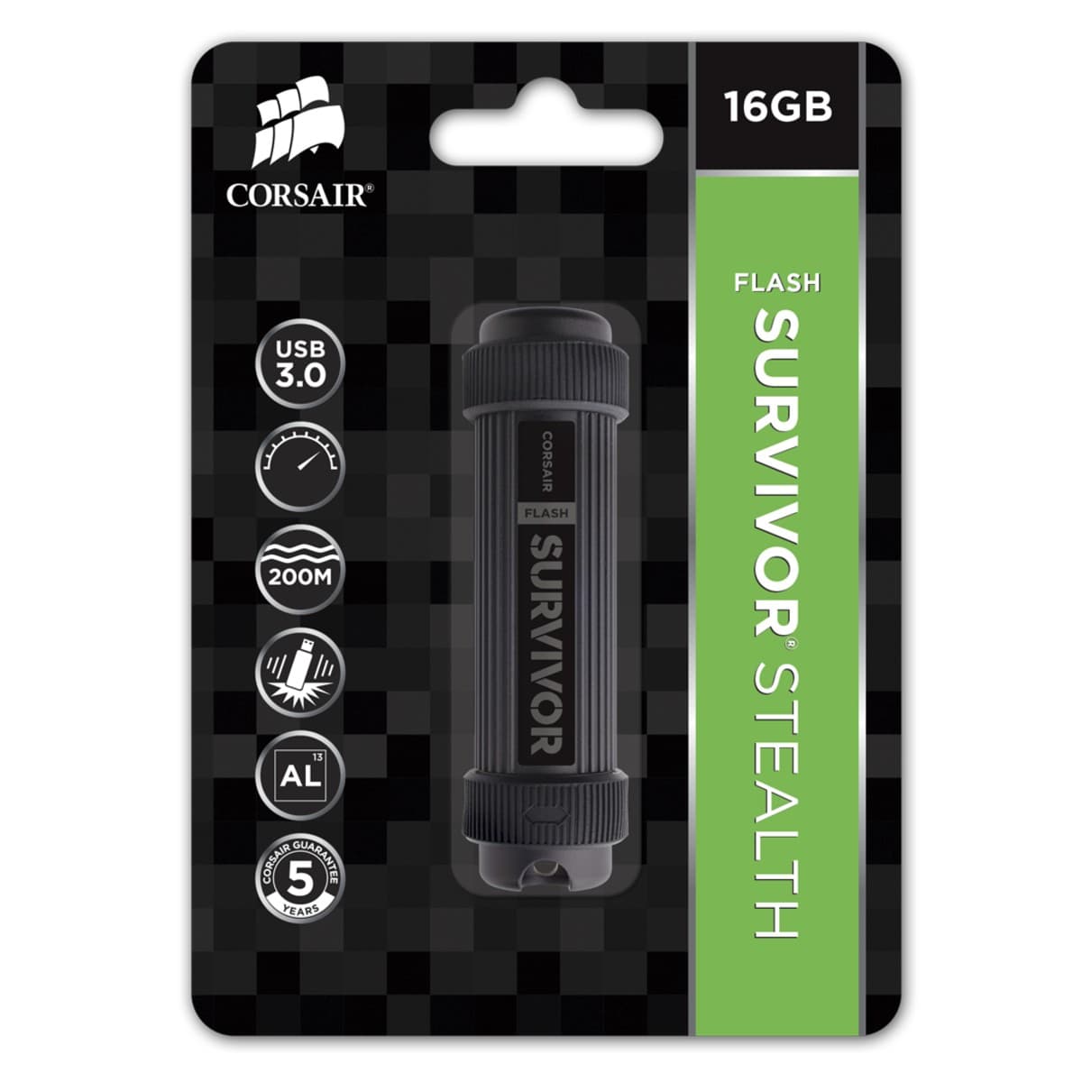 MEMORIE USB CORSAIR 64 GB, USB 3.0, cu capac, carcasa aluminiu, negru, "CMFSS3B-64GB" — miniatură