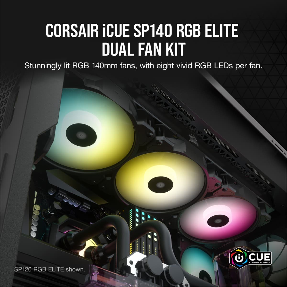 VENTILATOR Corsair, pt carcasa PC, 140 mm, 1200 rpm, LED RGB, 2 ventilatoare, "CO-9050111-WW" — miniatură