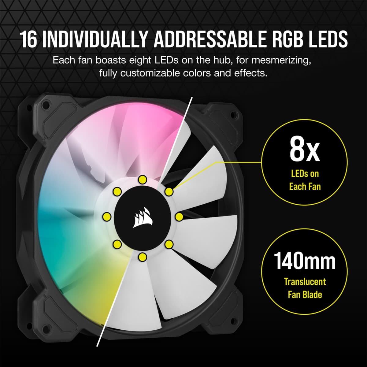 VENTILATOR Corsair, pt carcasa PC, 140 mm, 1200 rpm, LED RGB, 2 ventilatoare, "CO-9050111-WW" — miniatură